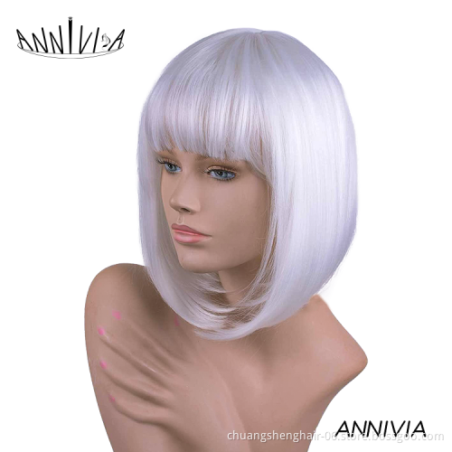 Top quality 613 color short curly for black women hair straight with bangs synthetic highlighted wig's colored wig bob wigs
